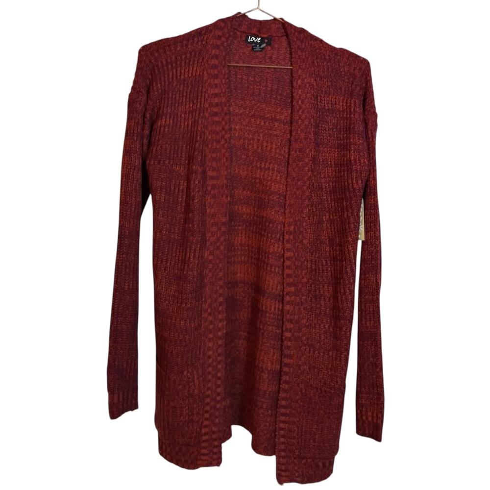 Love Red Marled Cable Knit Long Sleeve Mid Length Sweater Cardigan Size M